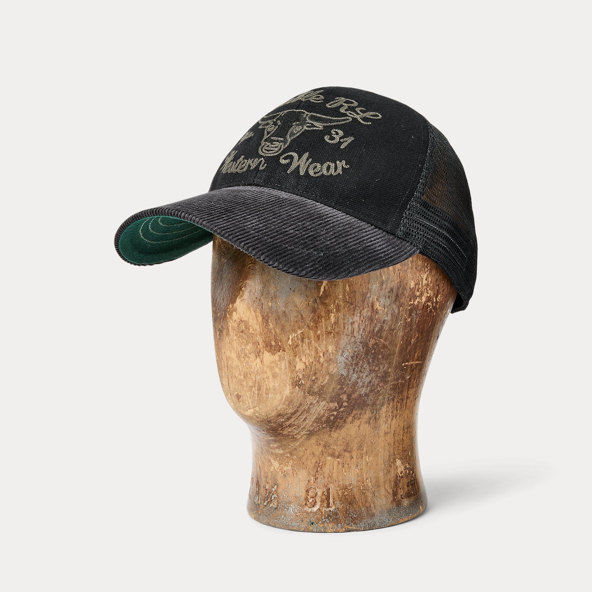 RRL Embroidered Denim Trucker Cap