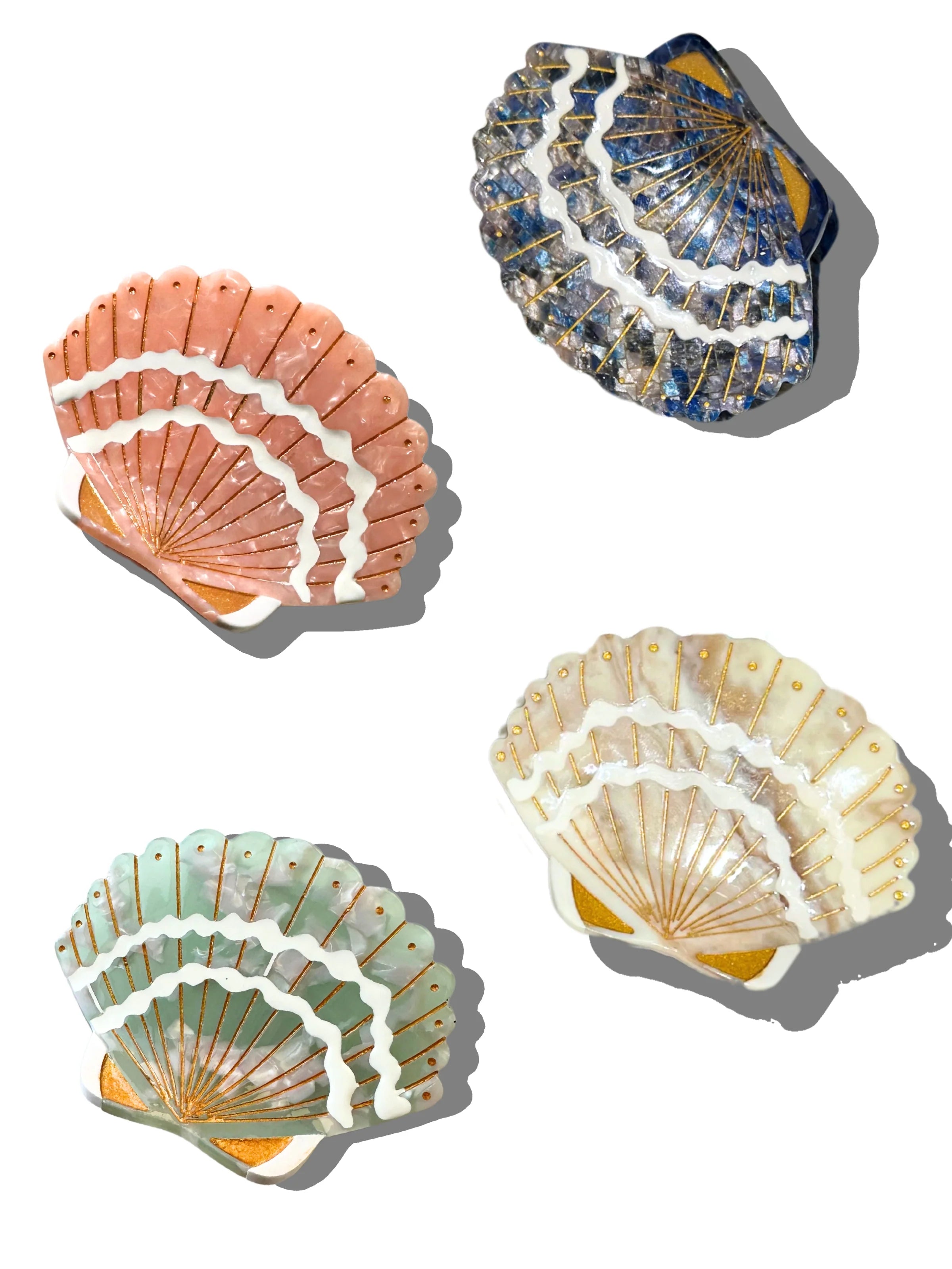 Hand-Painted Seashell Claw Hair Clip | Eco-Friendly Pink