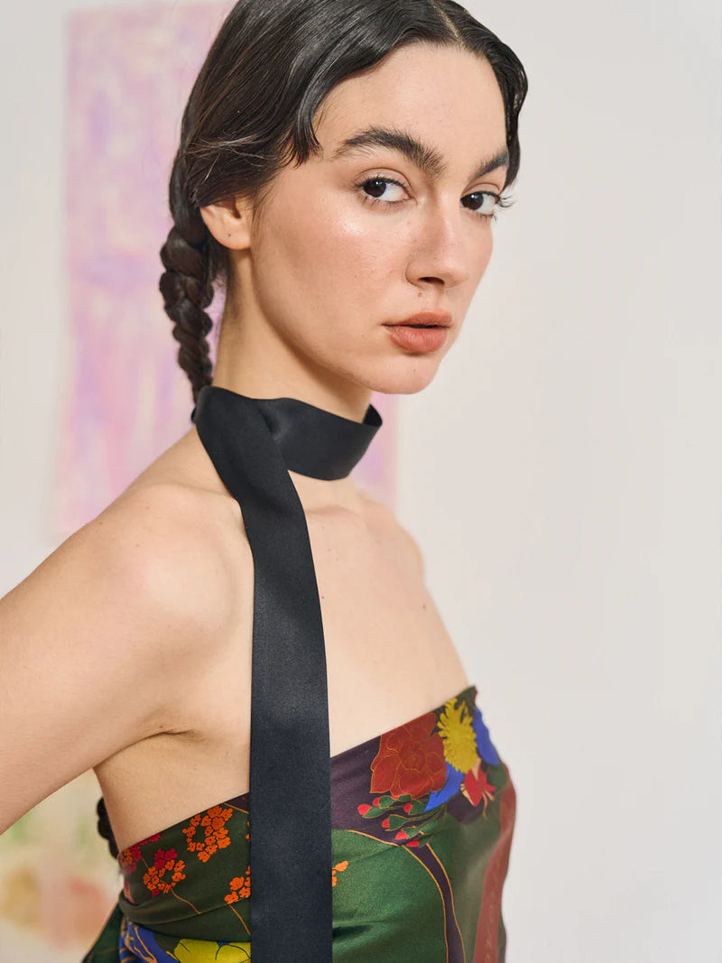 "La Collectionneuse" Silk Ribbon Scarf - Black