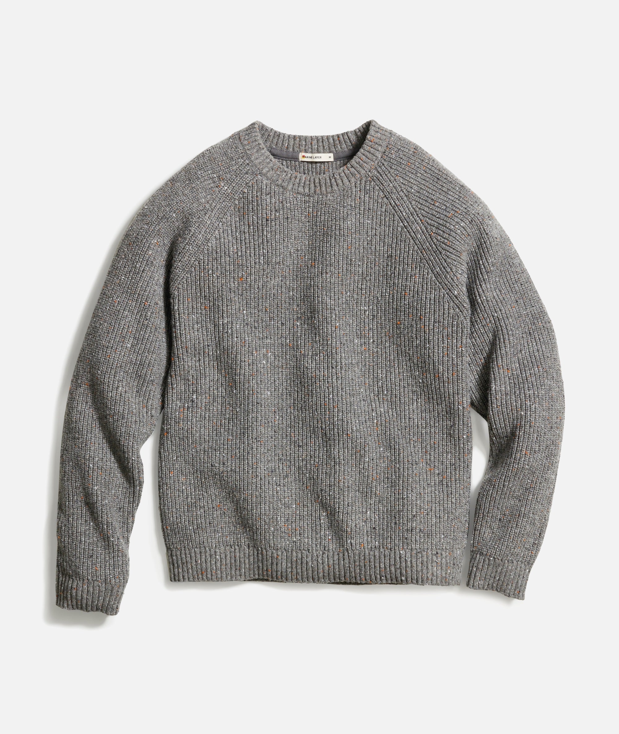 Inverness Crewneck Sweater in Mid Grey / Neps