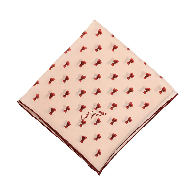 "Twin Hearts" Silk Crepe Bandana