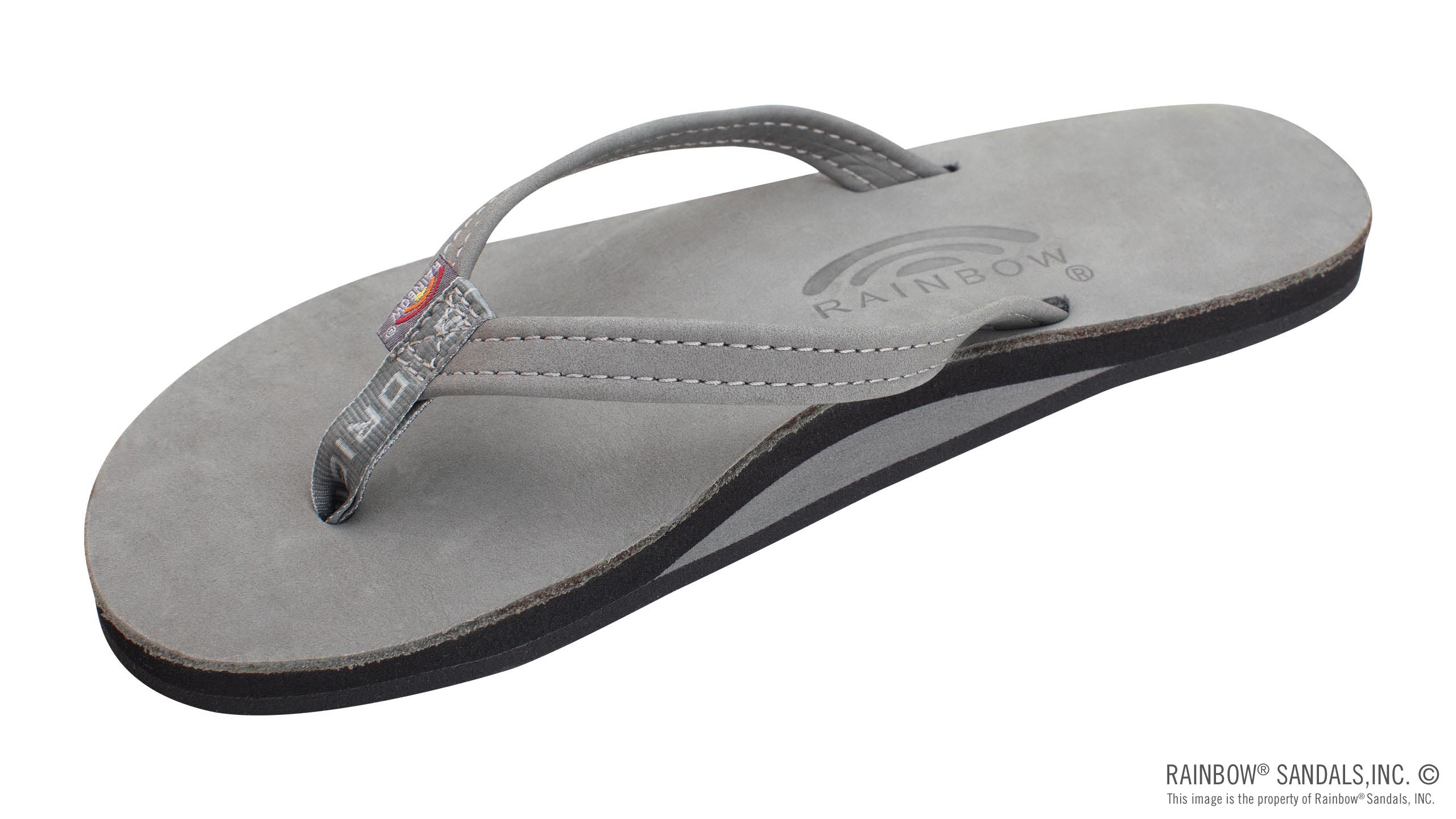 Single Layer Premier Leather with Arch Support and a 1/2" Narrow Strap - Grey