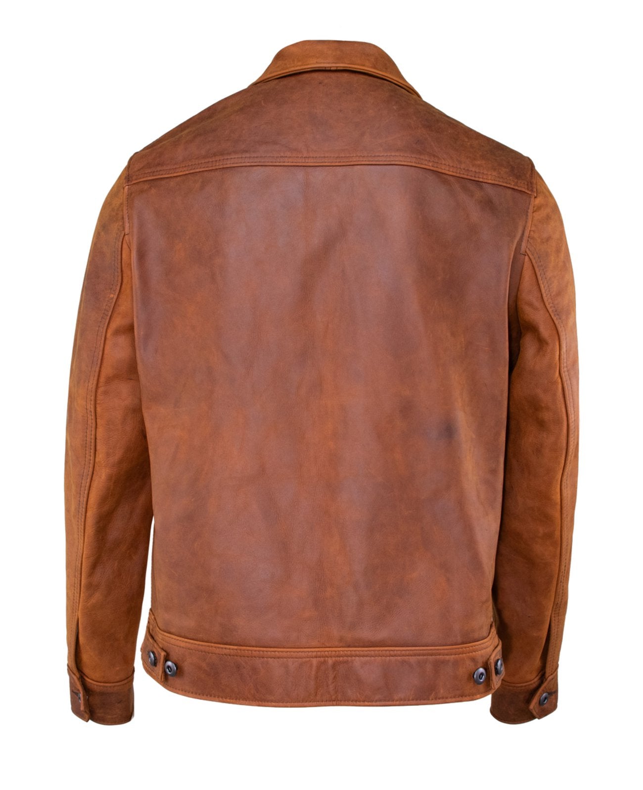 Lightweight Unlined Cowhide Trucker Jacket - Whiskey