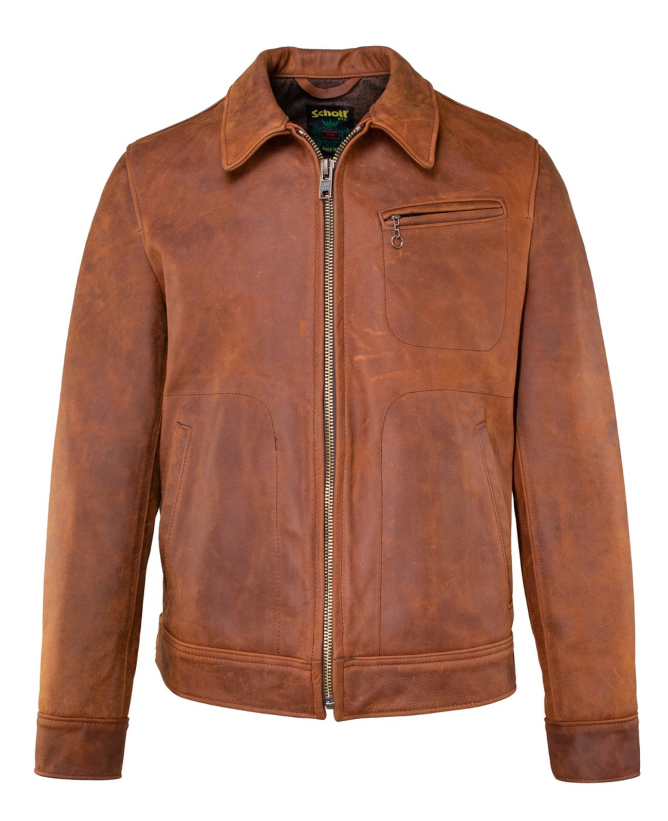 Lightweight Unlined Cowhide Trucker Jacket - Whiskey