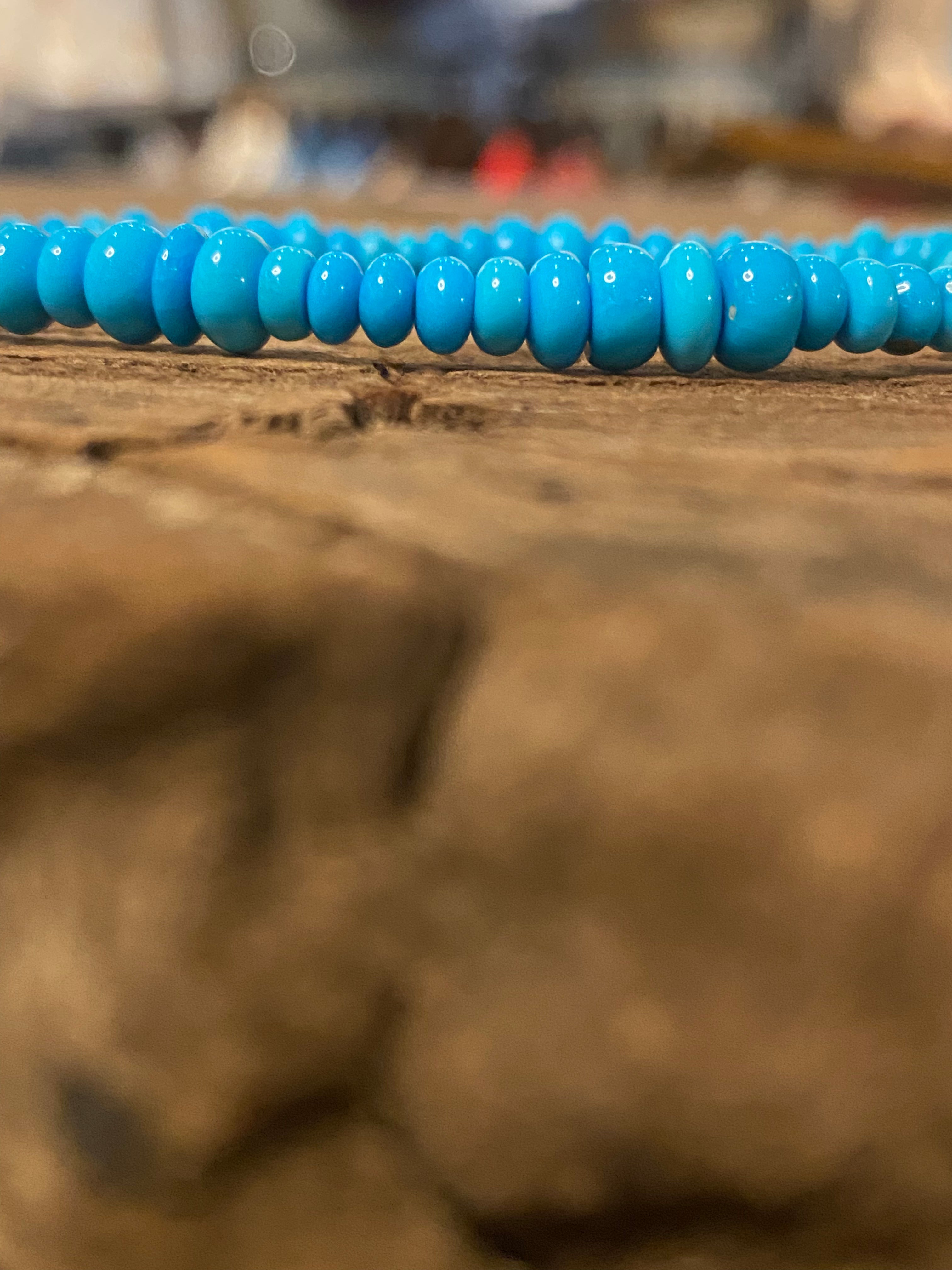 Sleeping Beauty Turquoise Mixed Rondelle Bead Stretch Bracelet