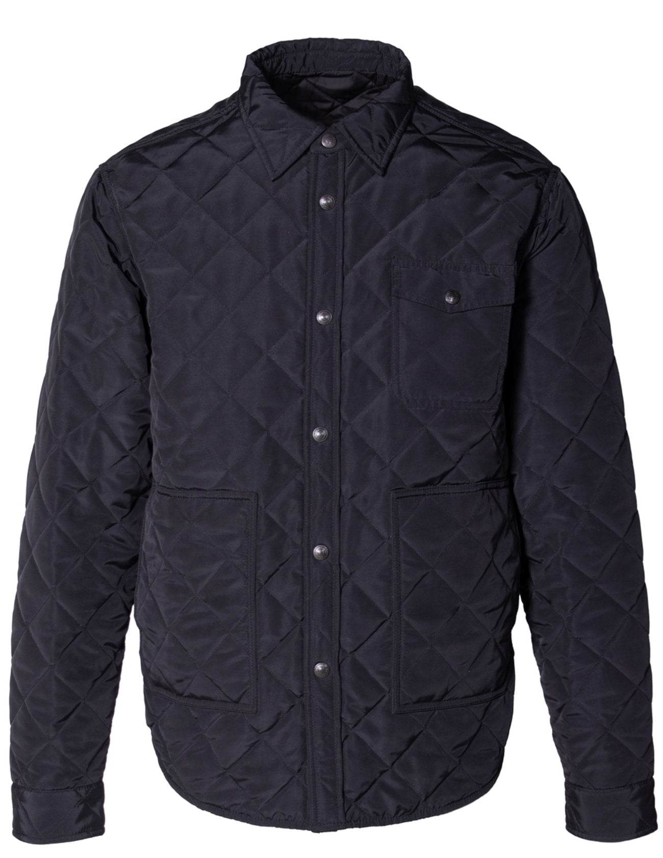 Down-filled Quilted Shirt Jacket - Black