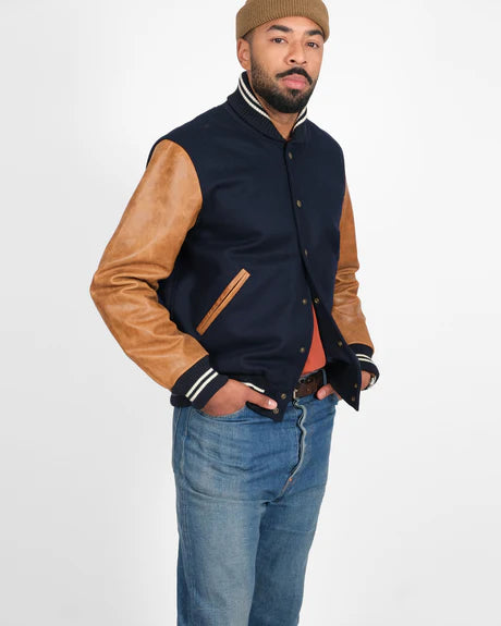 Varsity Jacket -Dark Navy / Antique Rust