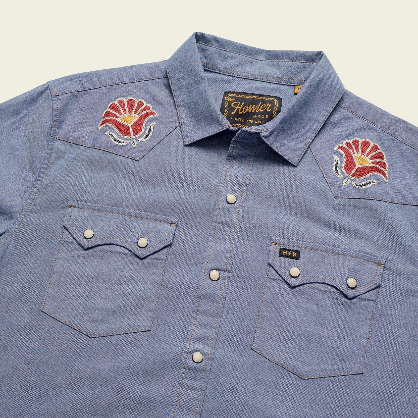 Crosscut Deluxe Snapshirt - Blue Chambray : Fresh Blooms