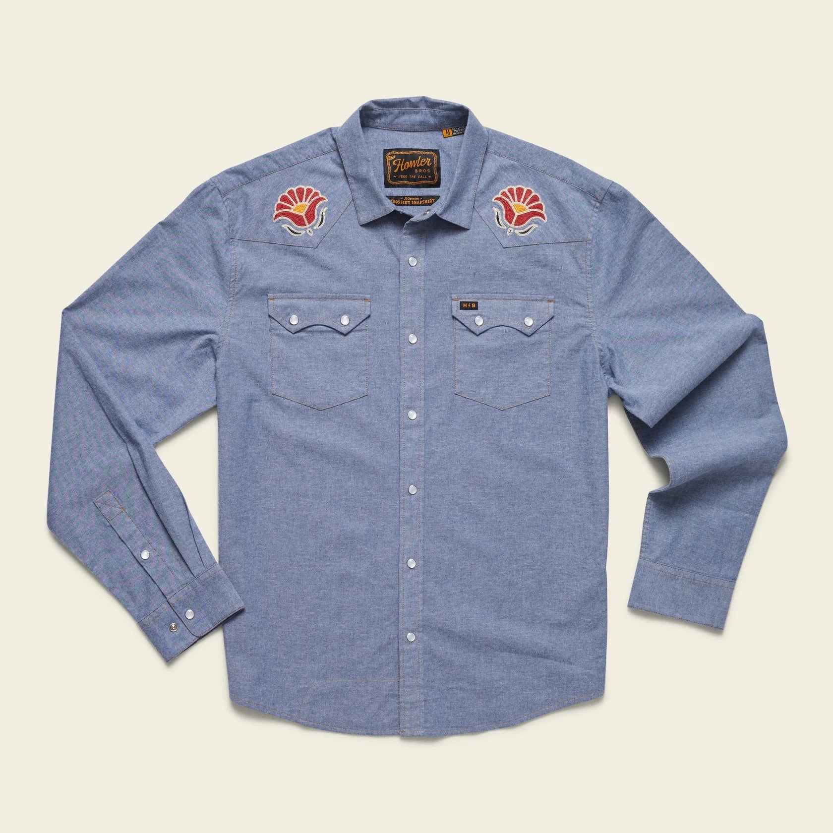 Crosscut Deluxe Snapshirt - Blue Chambray : Fresh Blooms