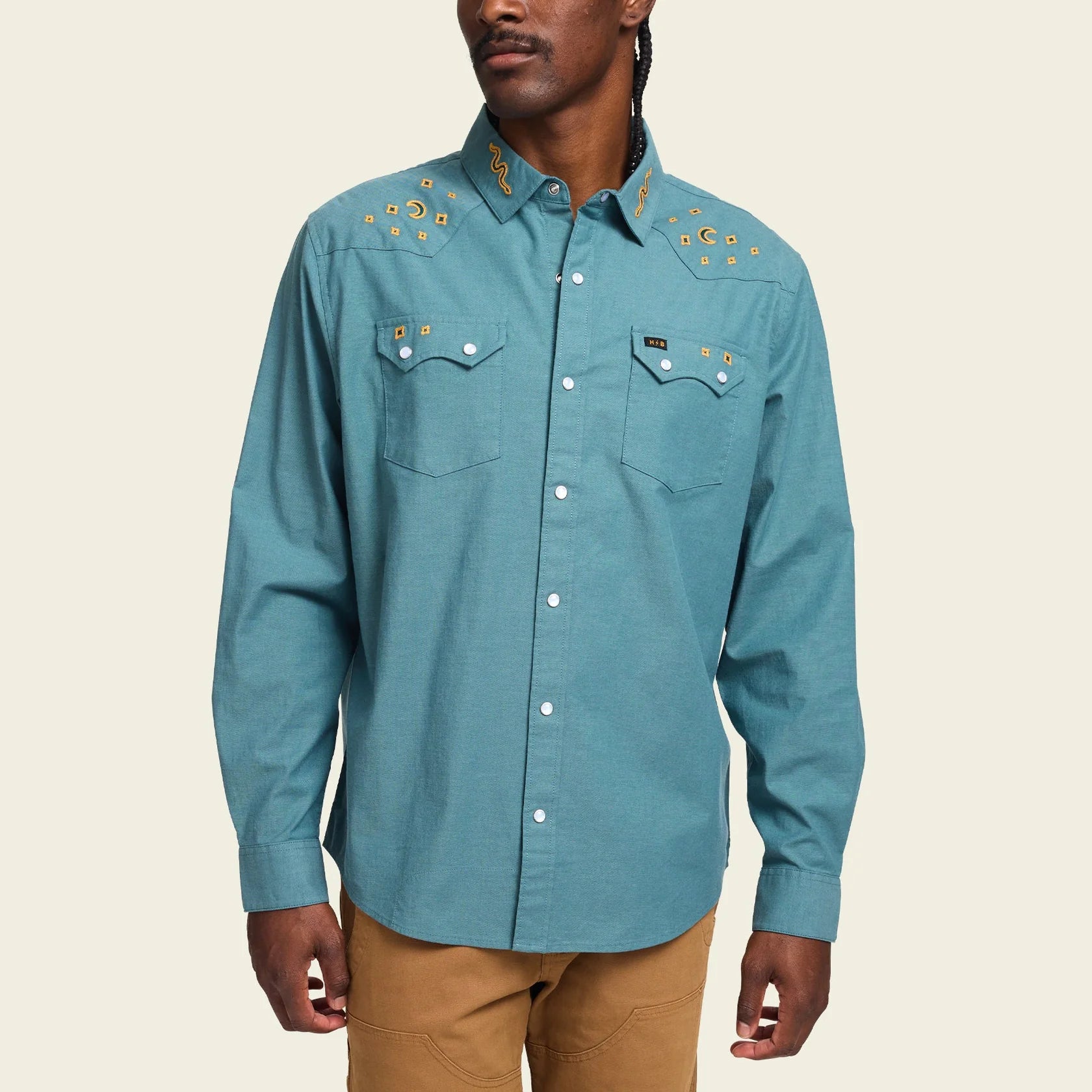 Crosscut Deluxe Snapshirt - Teal Oxford : Noche De Paz