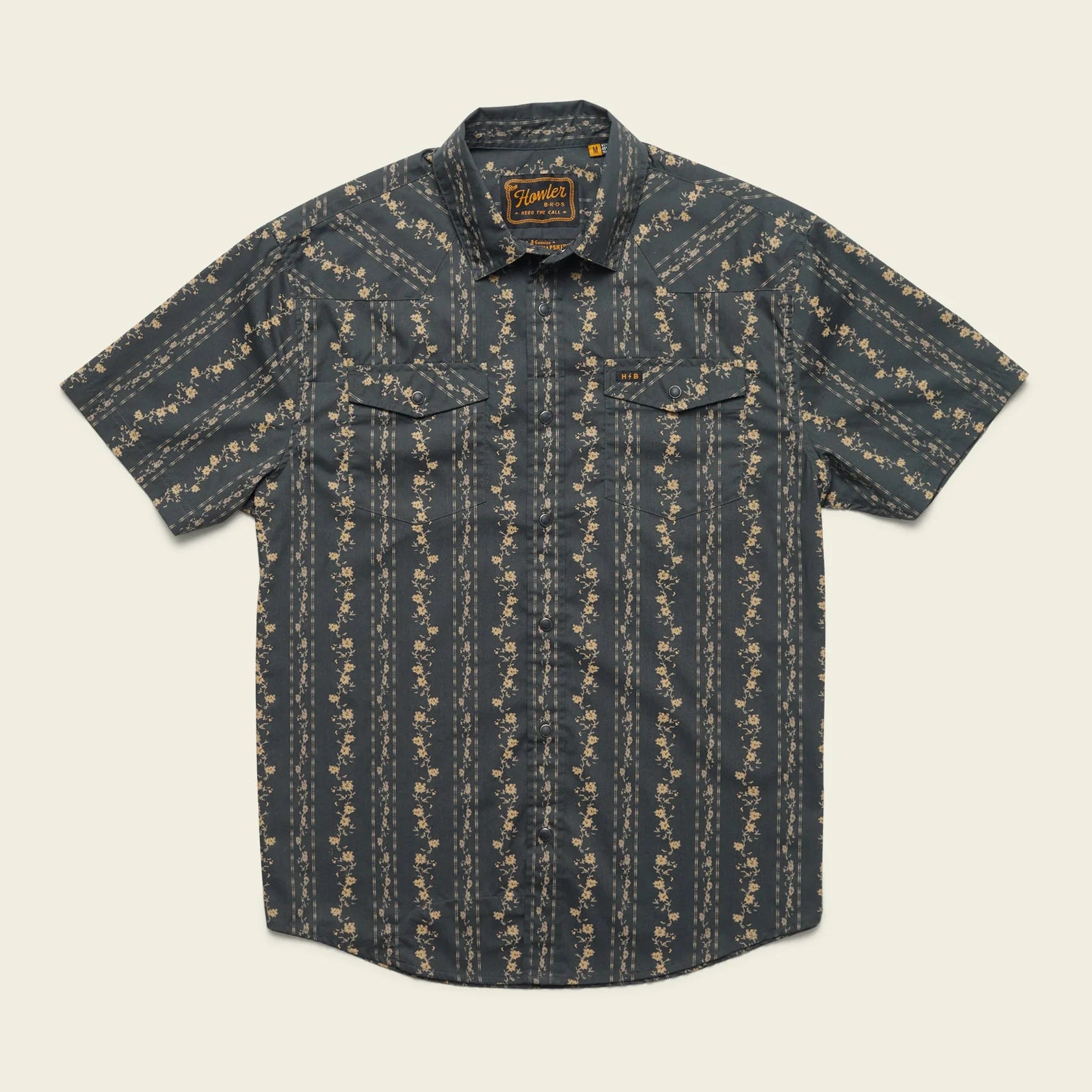 H Bar B Snapshirt - Hibiscus Ribbons : Antique Black