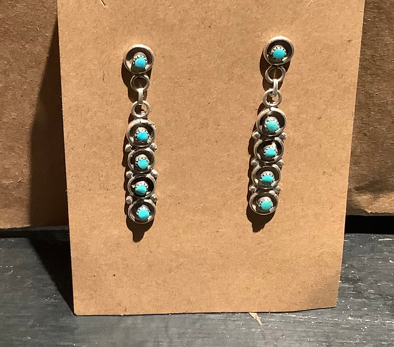 Sterling Silver and Turquoise Intricate Dangle Earrings