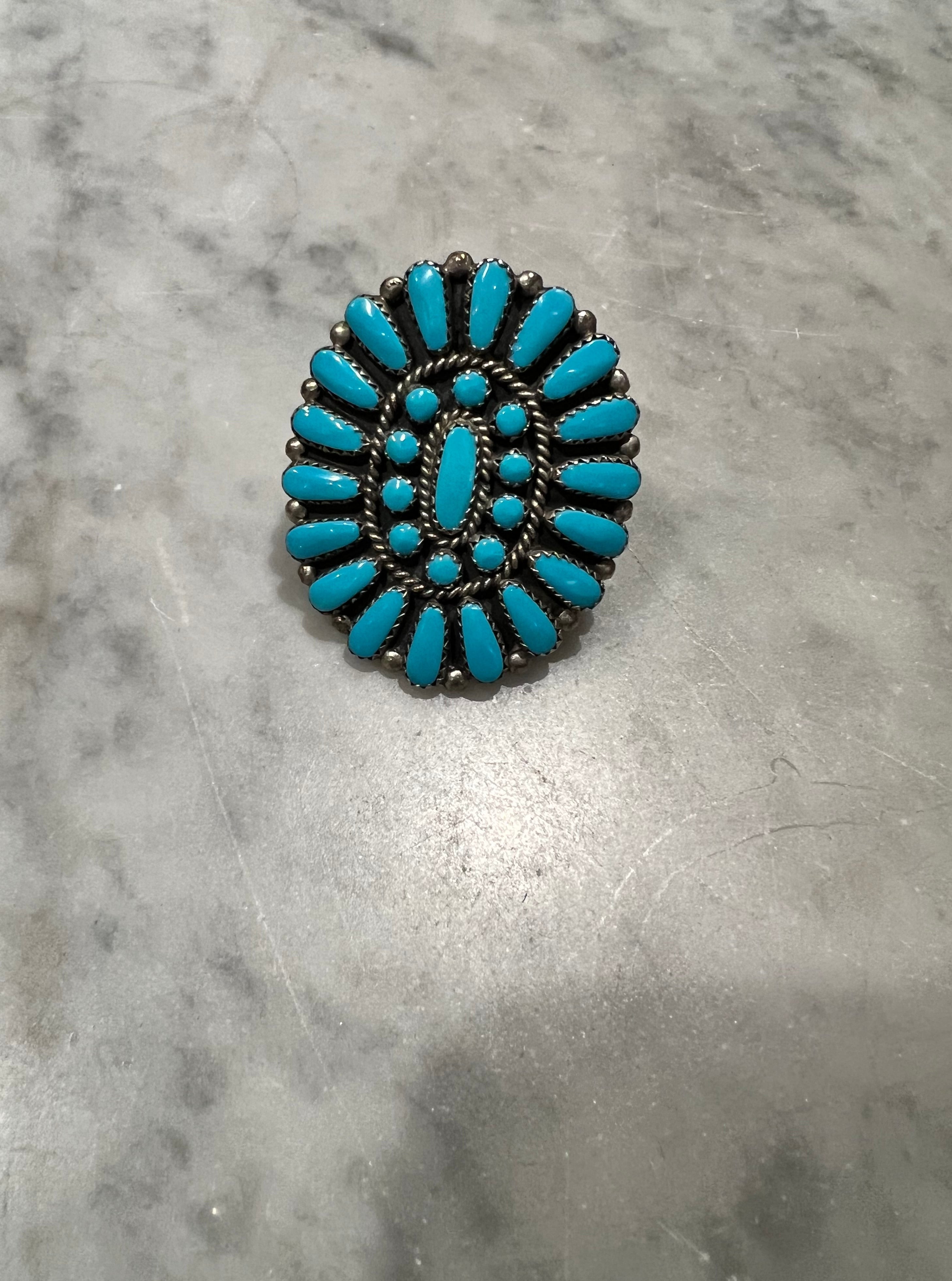 925 Sterling Turquoise Southwest Style Signed "JJP"