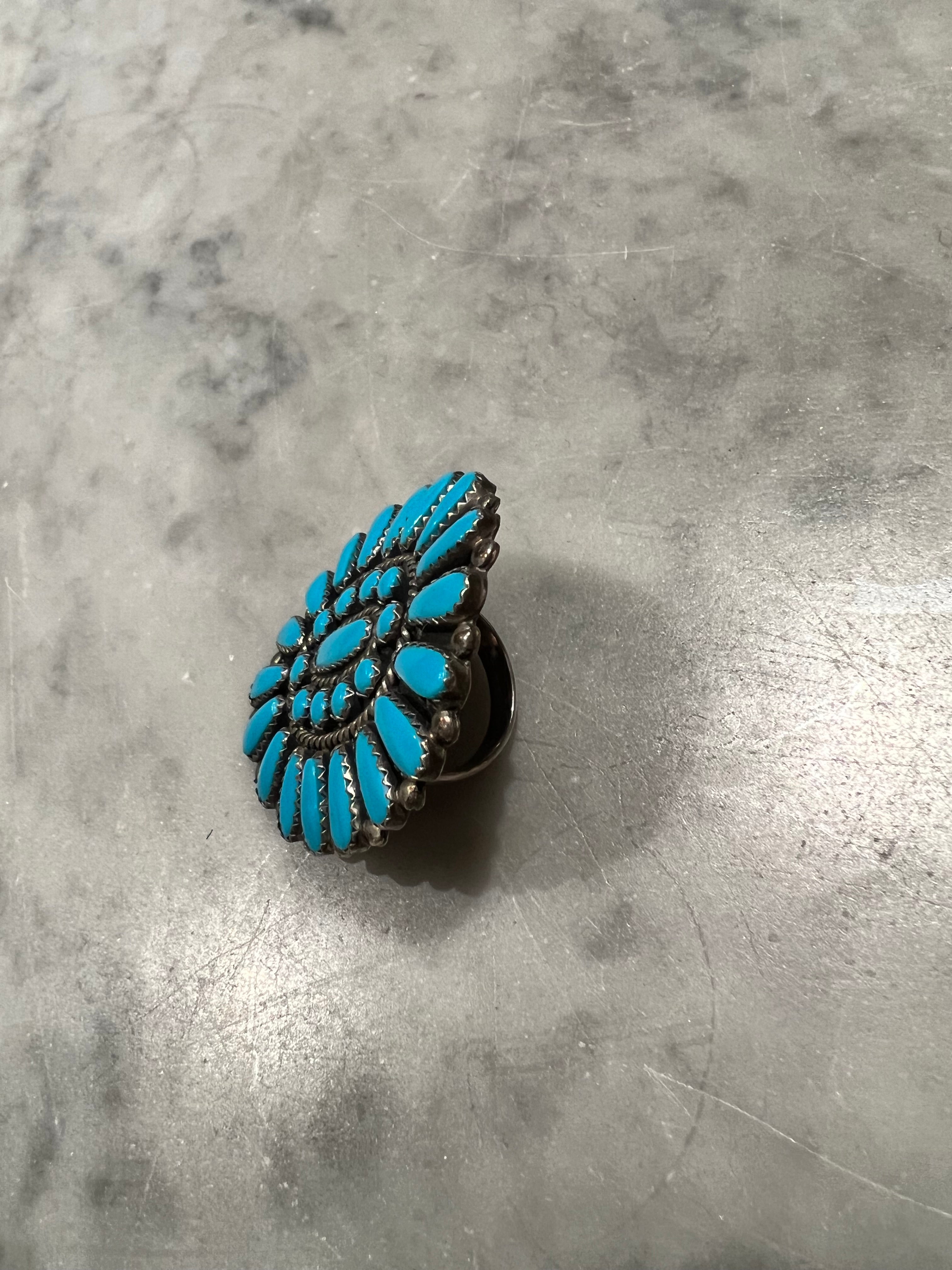 925 Sterling Turquoise Southwest Style Signed "JJP"