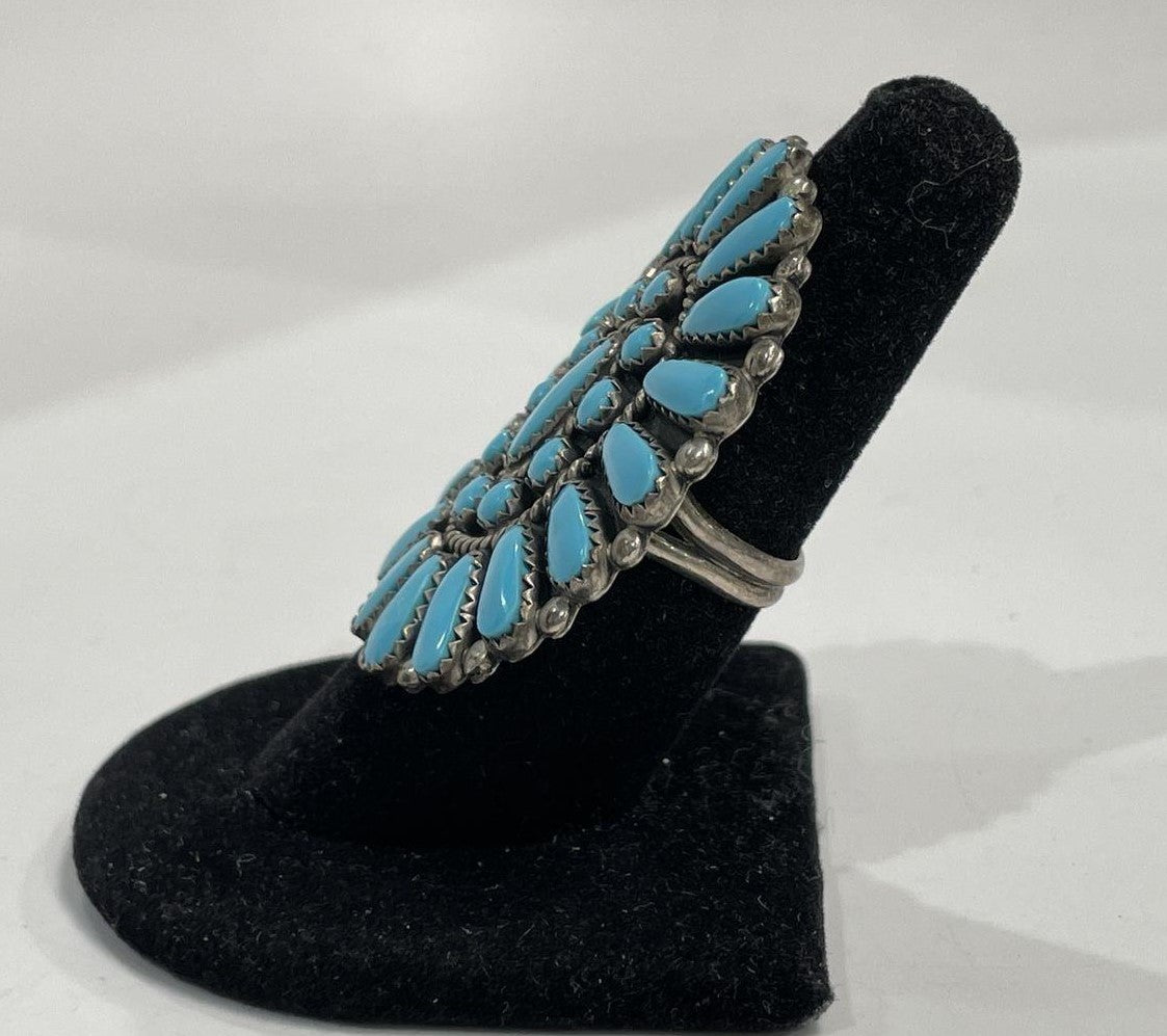 925 Sterling Turquoise Southwest Style Signed "JJP"