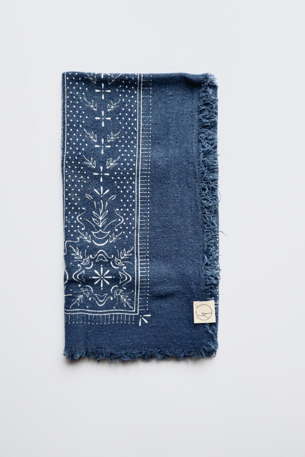 Ocean Indigo Classic Patterned Bandana - White ink