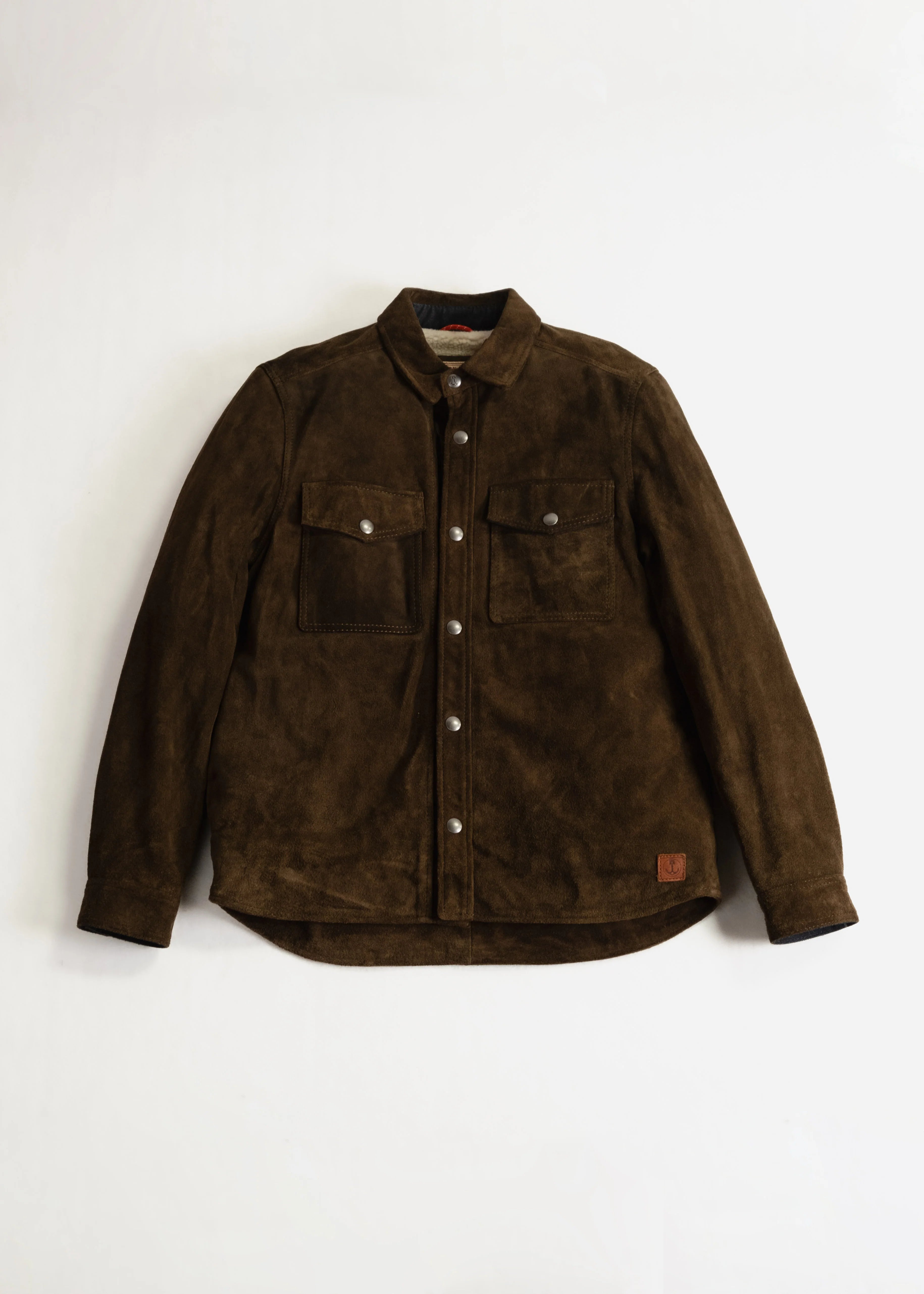 Peak Overshirt Leather Jacket - Brown