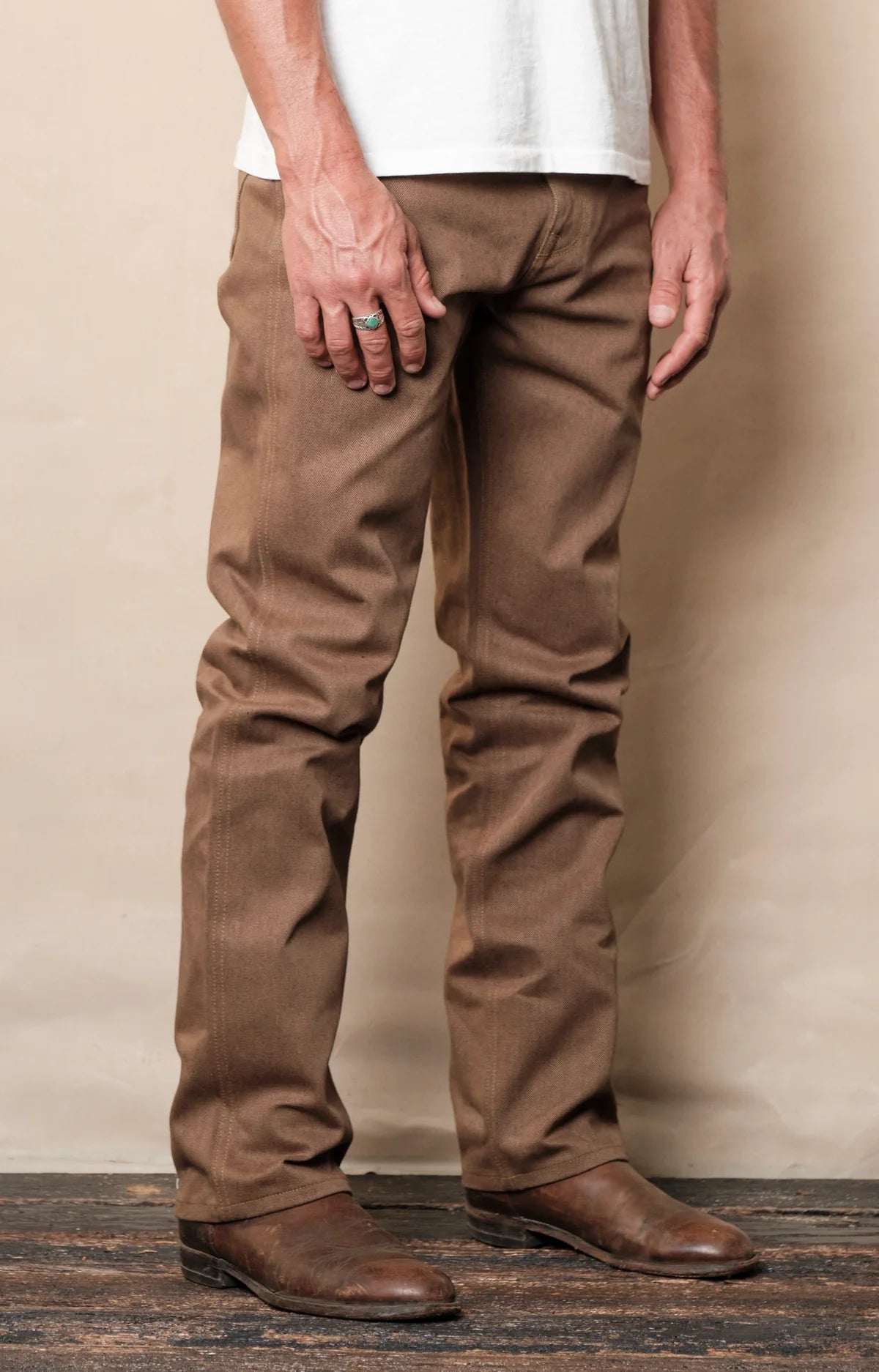 WILKES WESTERN 15 OUNCE BROWN DENIM