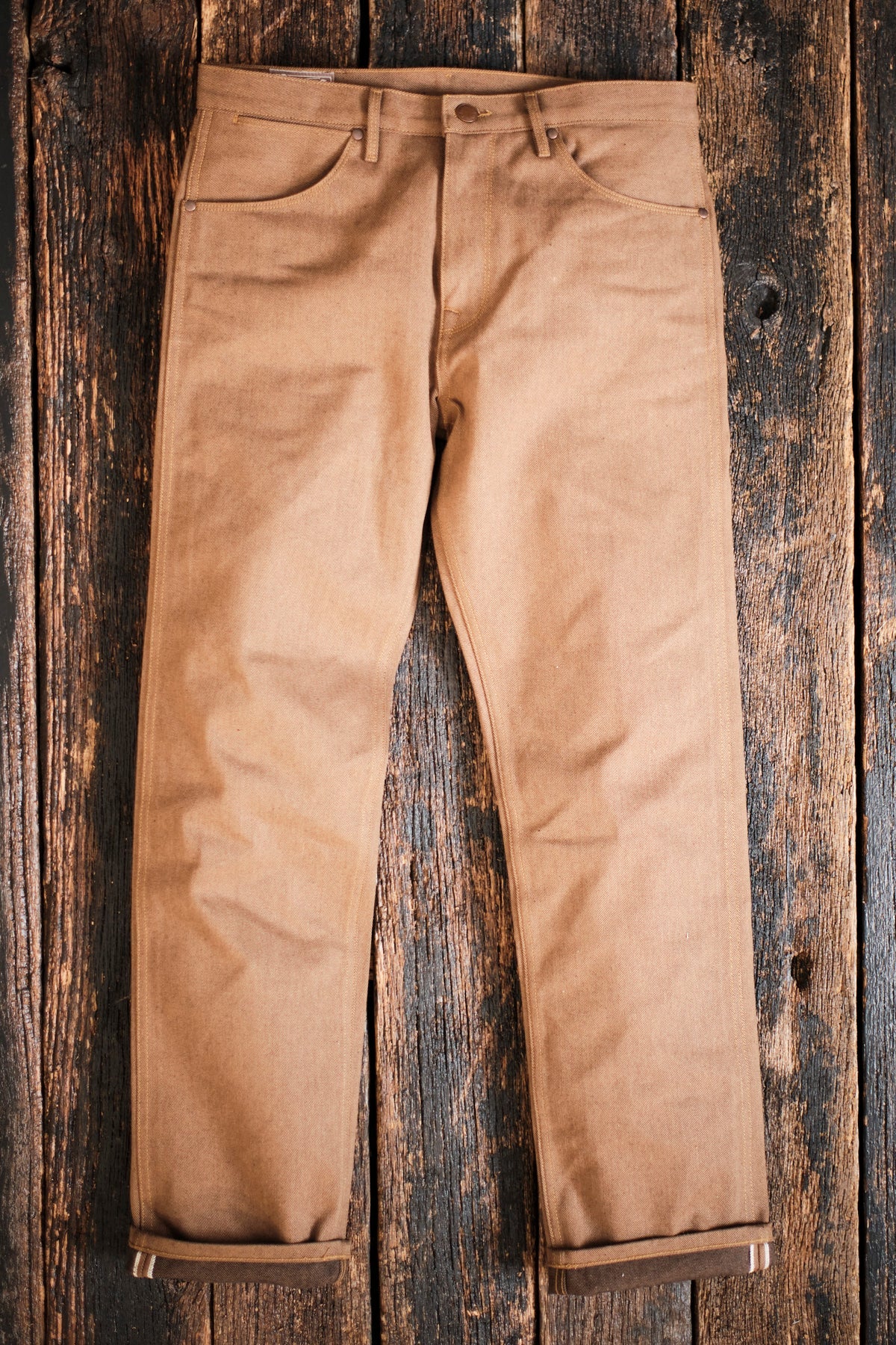 WILKES WESTERN 15 OUNCE BROWN DENIM