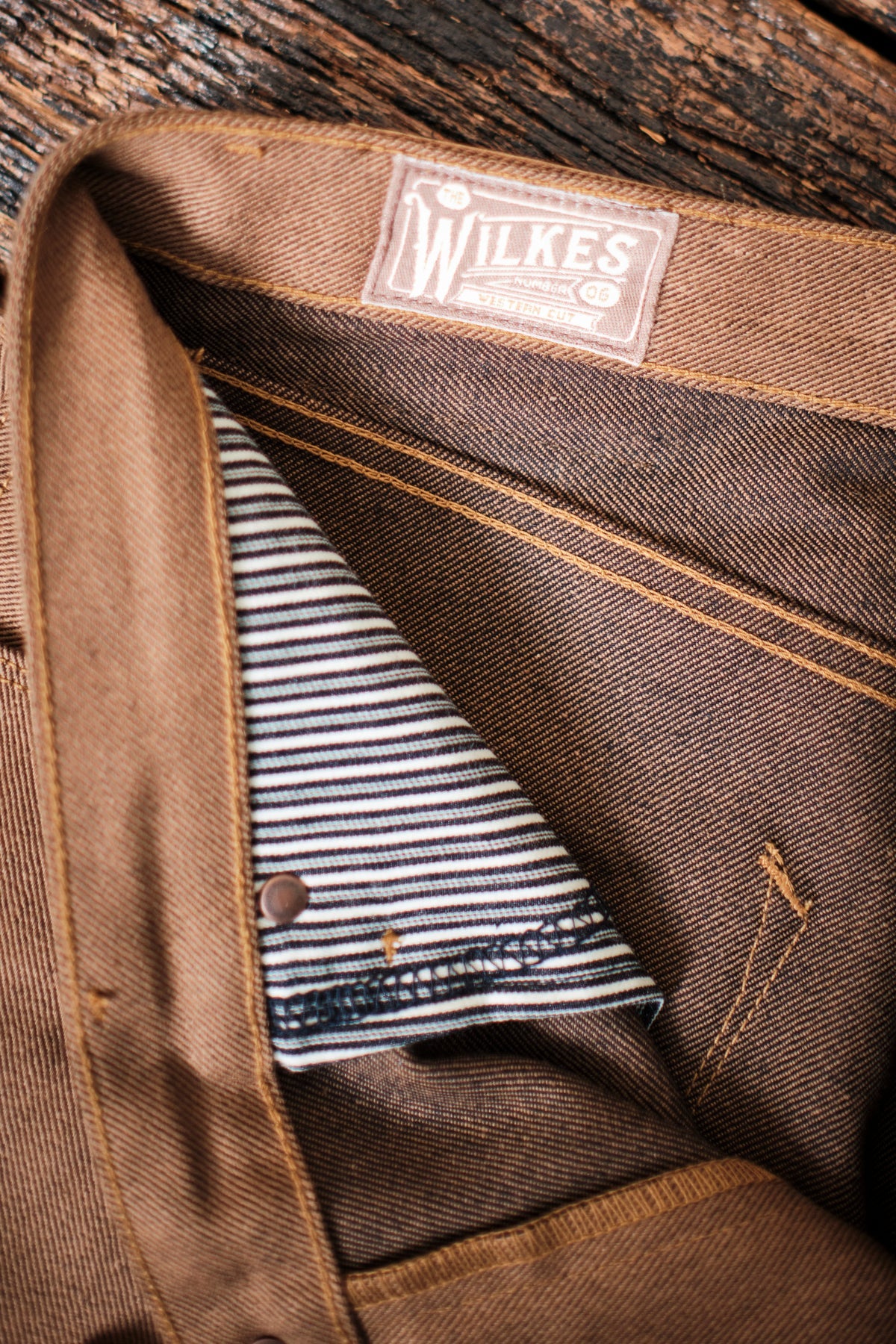 WILKES WESTERN 15 OUNCE BROWN DENIM