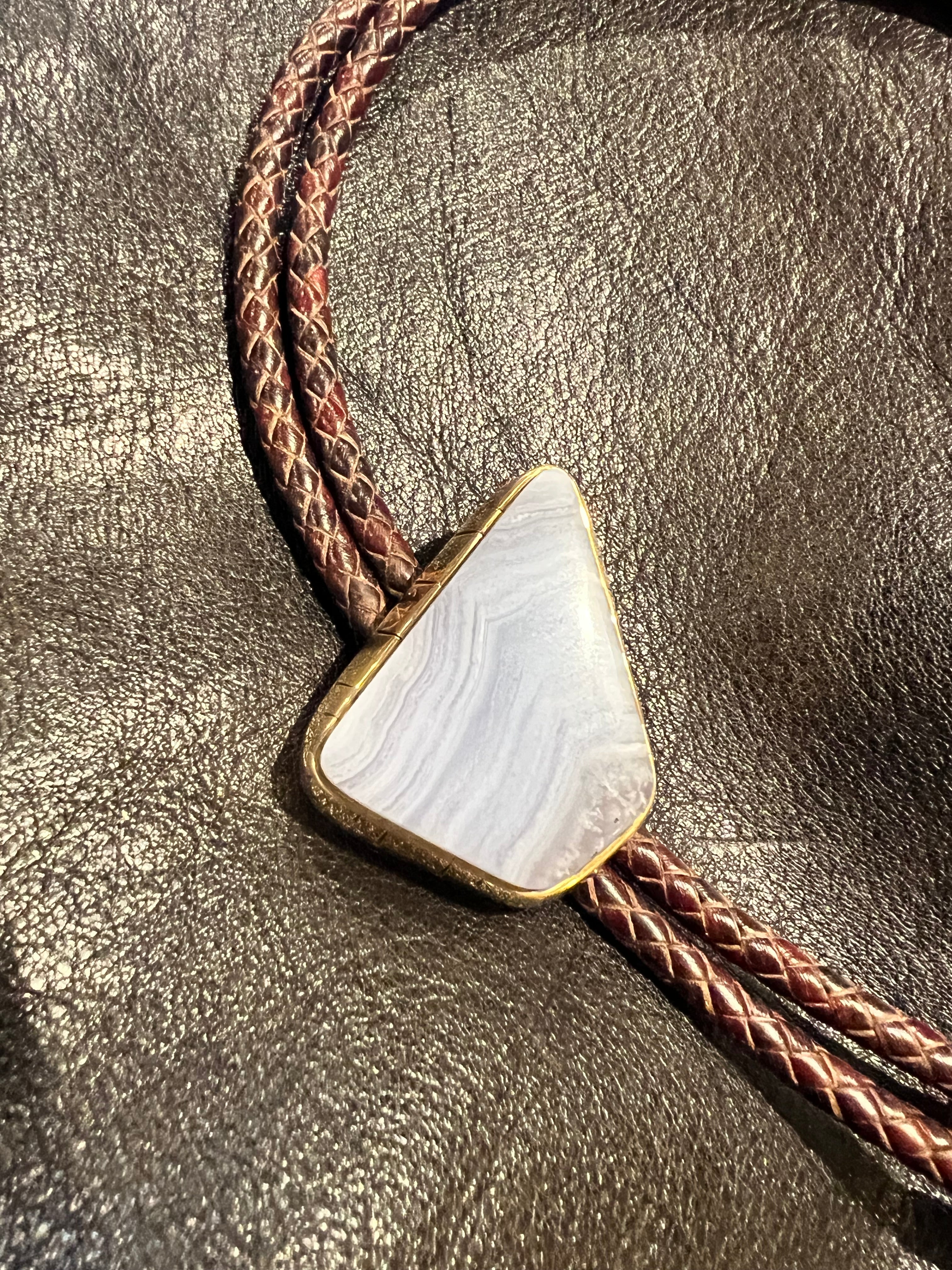 One of a Kind Blue Lace Agate Bolo Tie