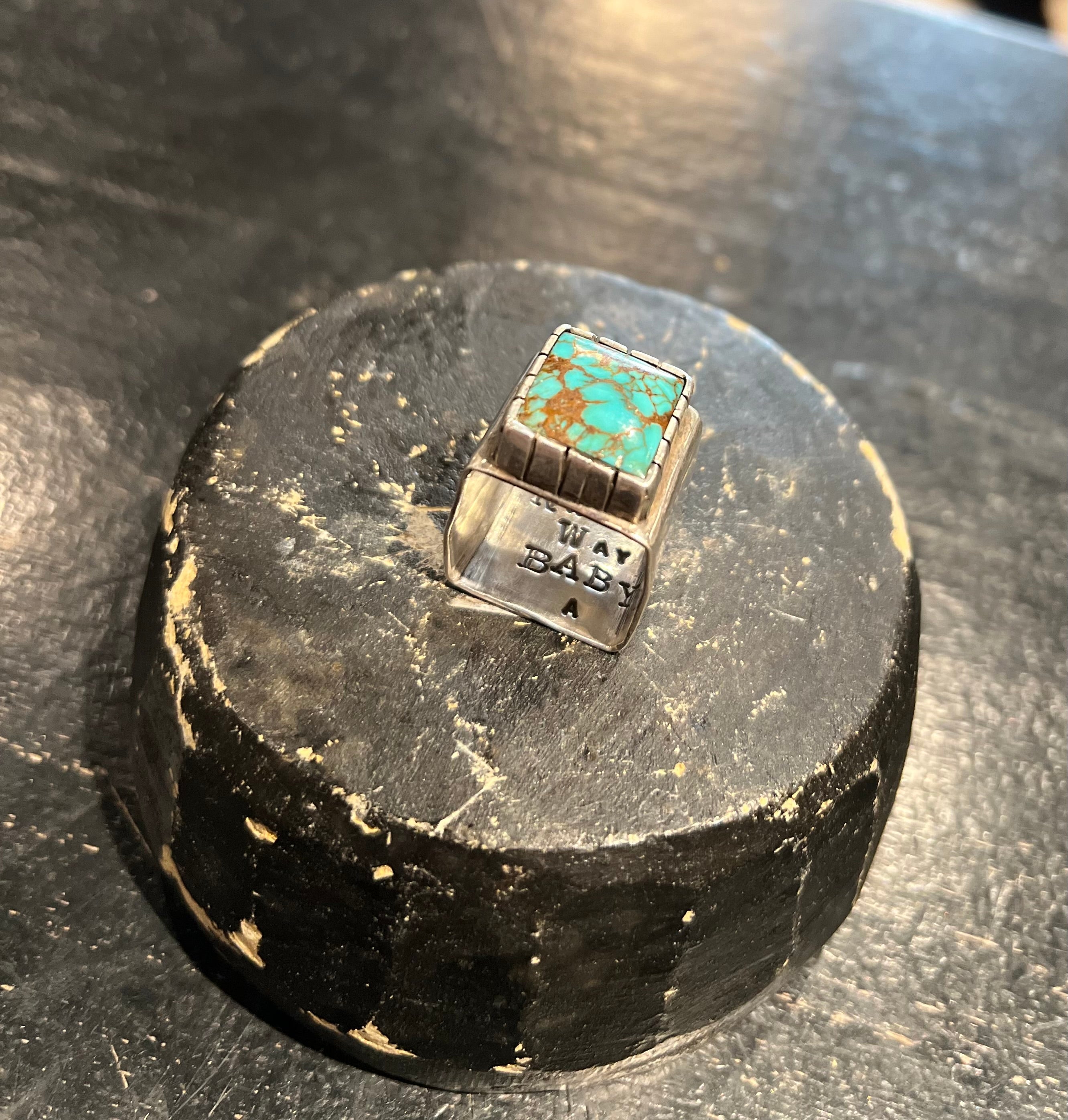 One of Kind Handmade Sterling and Turquoise Ring