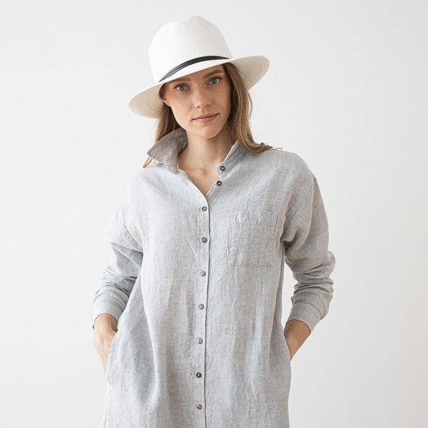 Linen Shirt Dress Silver Melange Paula