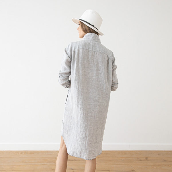 Linen Shirt Dress Silver Melange Paula