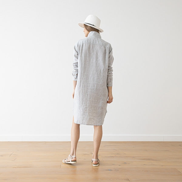 Linen Shirt Dress Silver Melange Paula