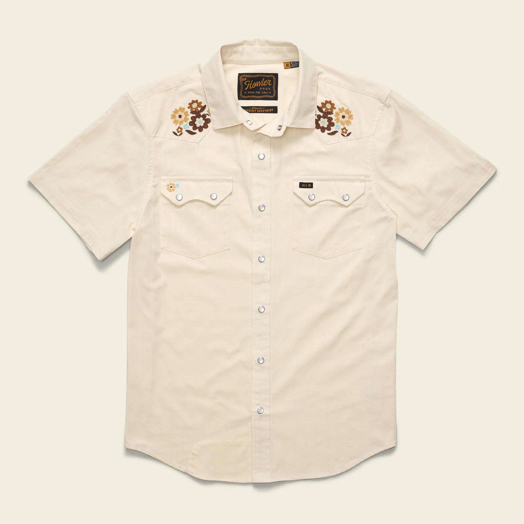 Crosscut Deluxe Shortsleeve Shirt - Flower Power : Off White Dobby