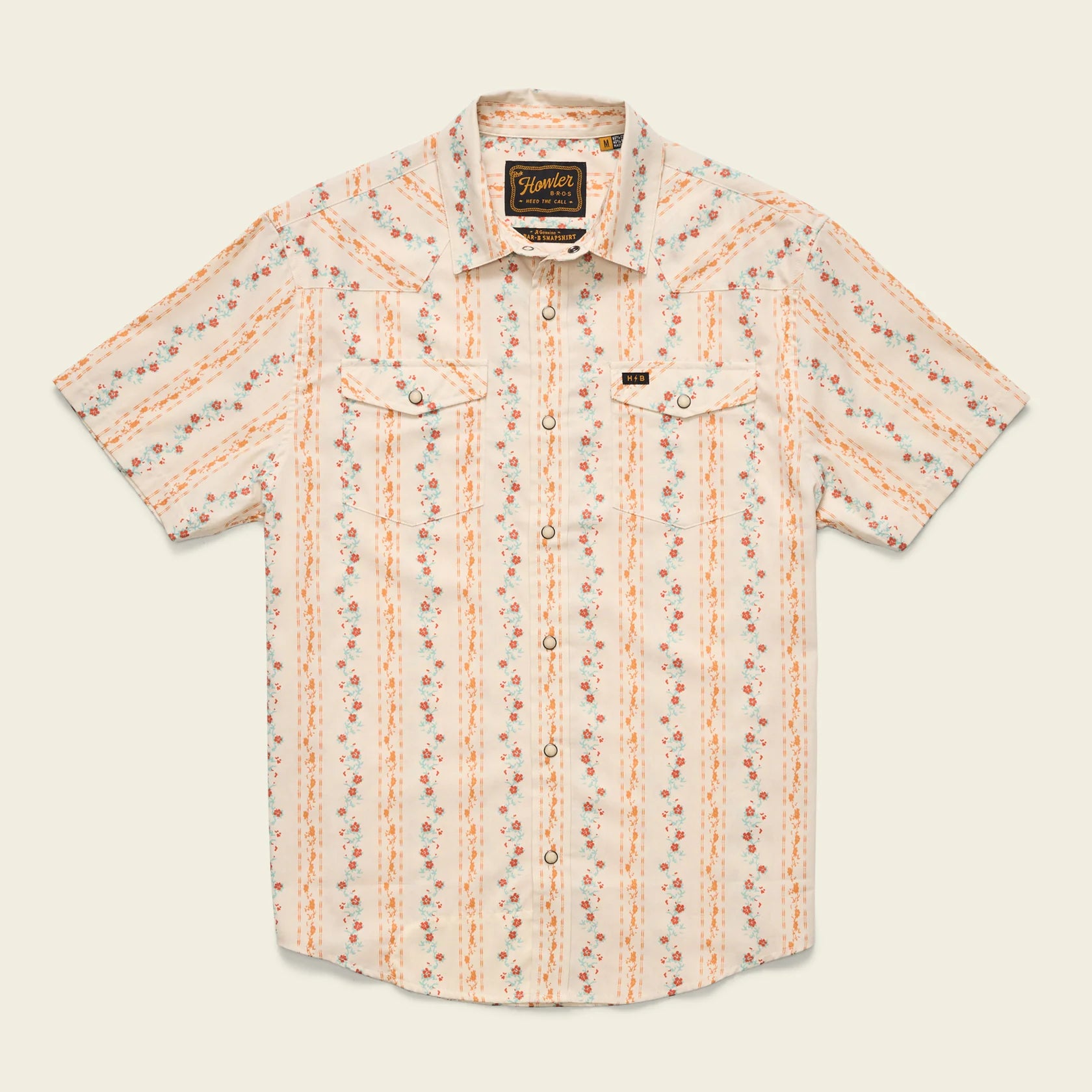 H Bar B Snapshirt - Hibiscus Ribbons : Riverbed Oxford