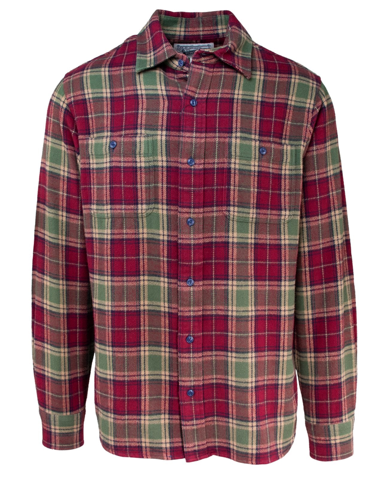 Plaid Cotton Flannel Shirt - Burgandy