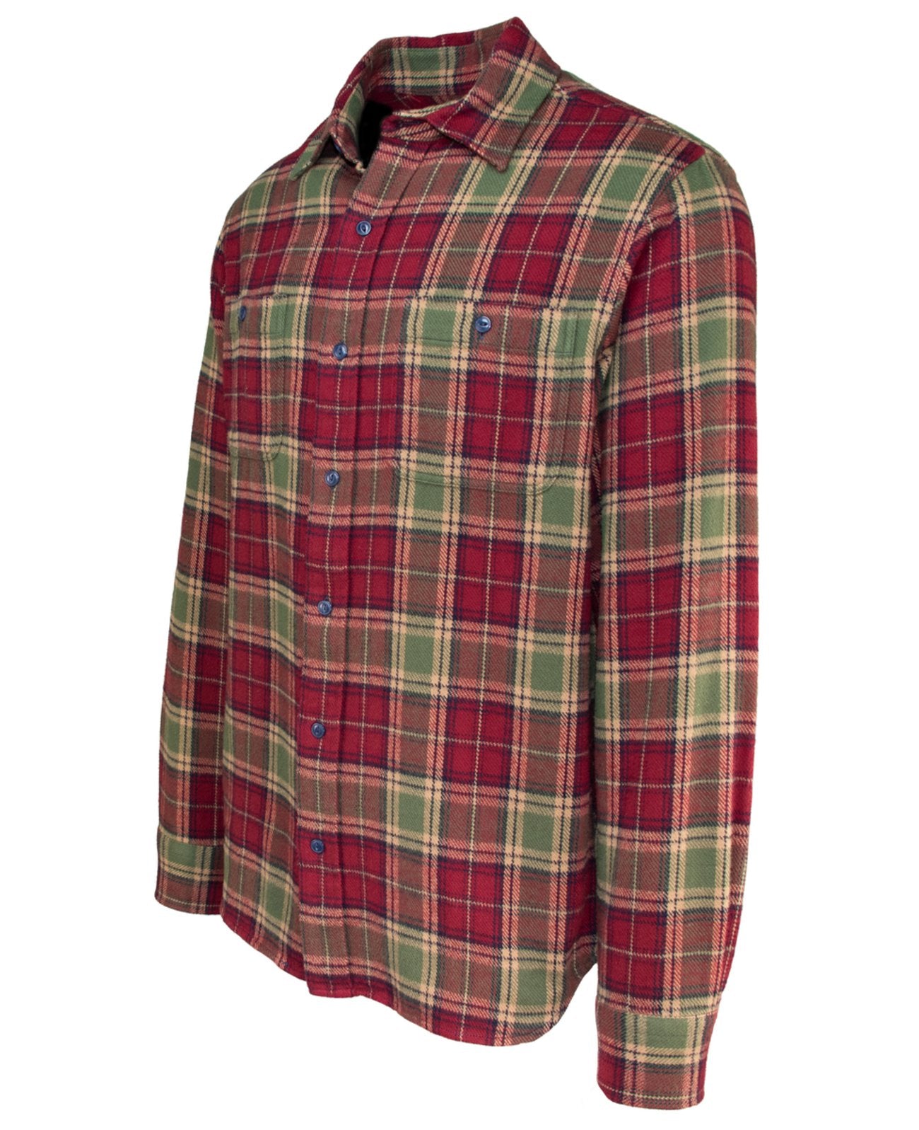 Plaid Cotton Flannel Shirt - Burgandy