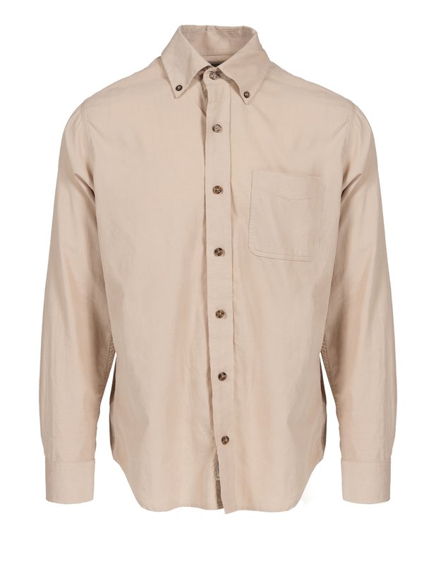 Pinwale Cotton Corduroy Button Down Shirt - Stone