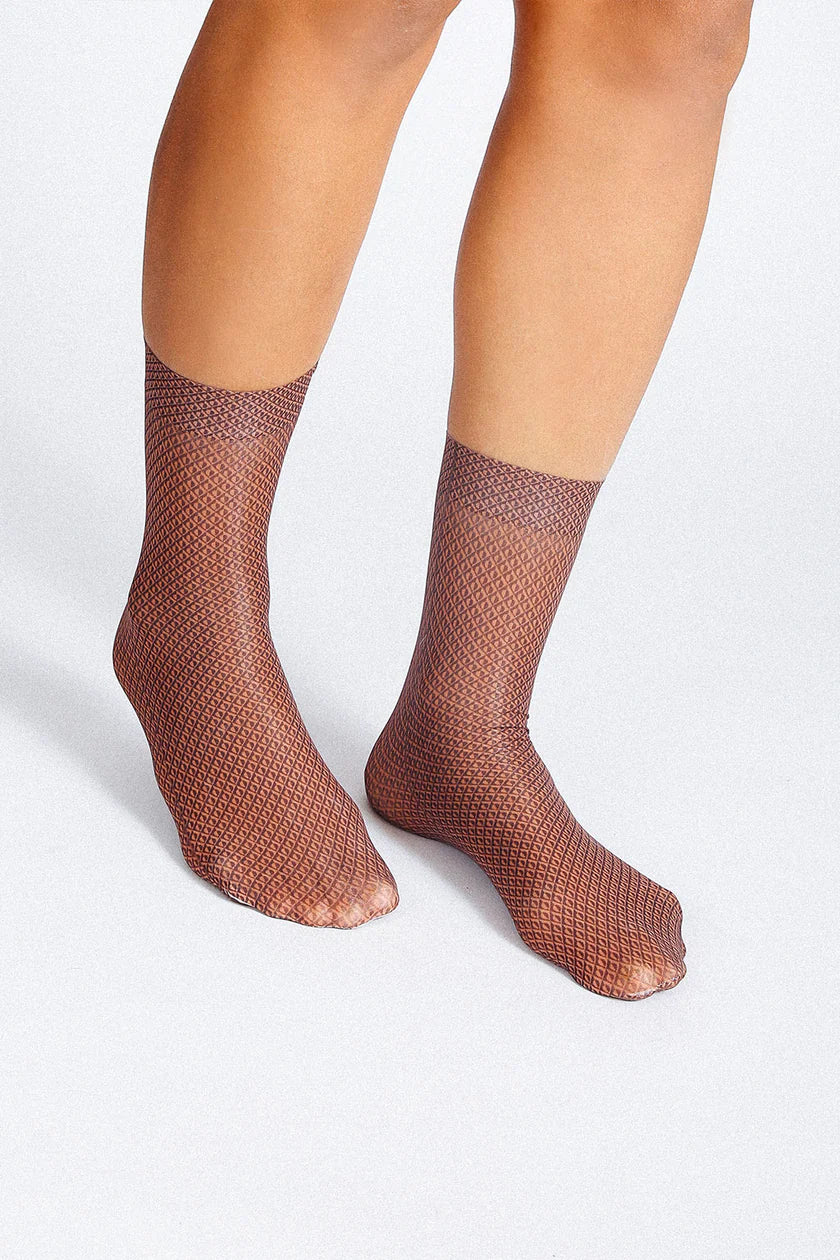 Ollie Patterned Nylon Ankle Sock - Orange