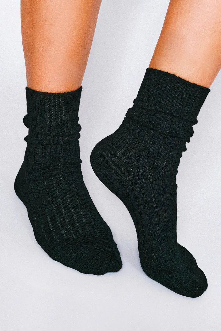 Mere Cashmere Ankle Sock - Black