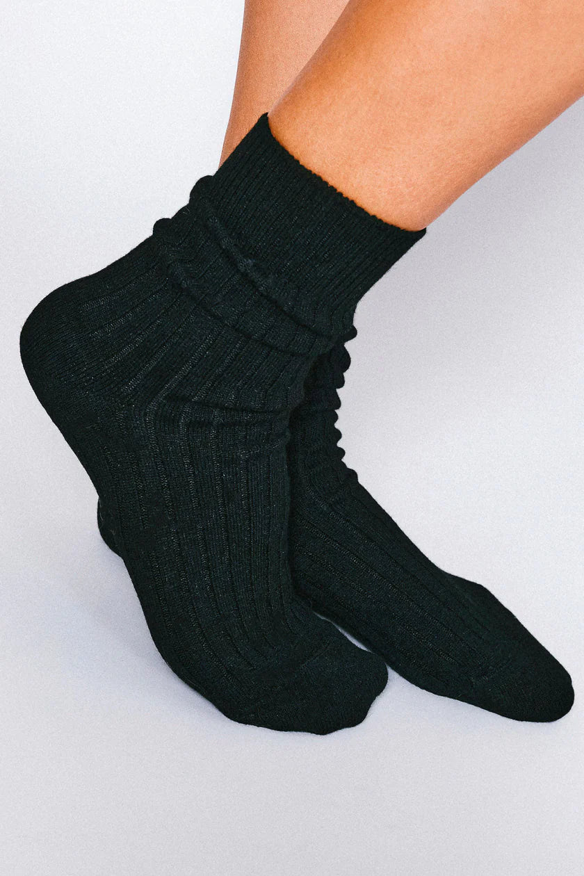 Mere Cashmere Ankle Sock - Black