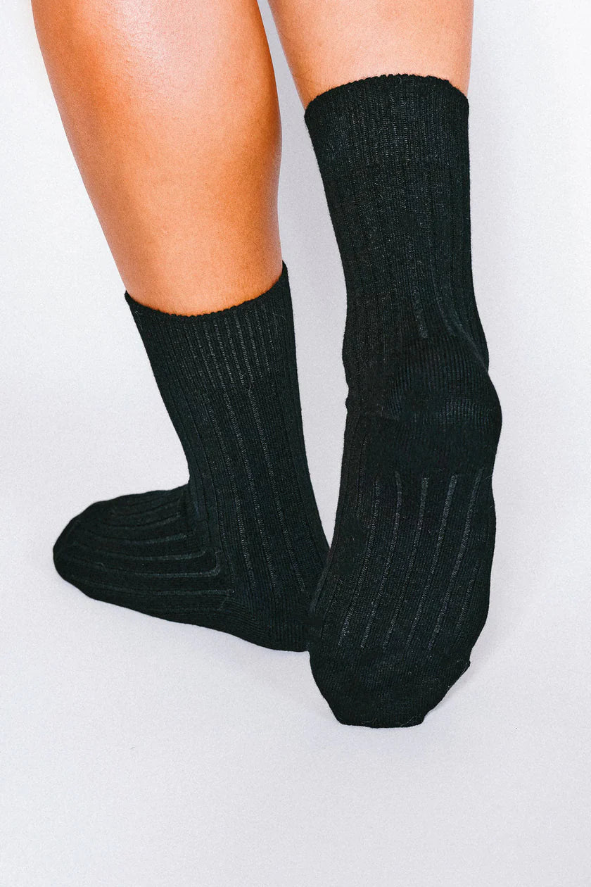 Mere Cashmere Ankle Sock - Black