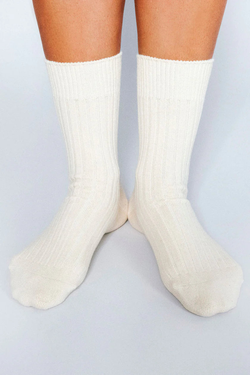 Mere Cashmere Ankle Sock - Ecru