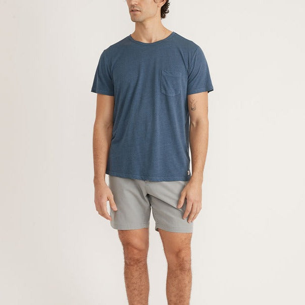 Short Sleeve Hemp Cotton Pocket Tee in Dark Denim