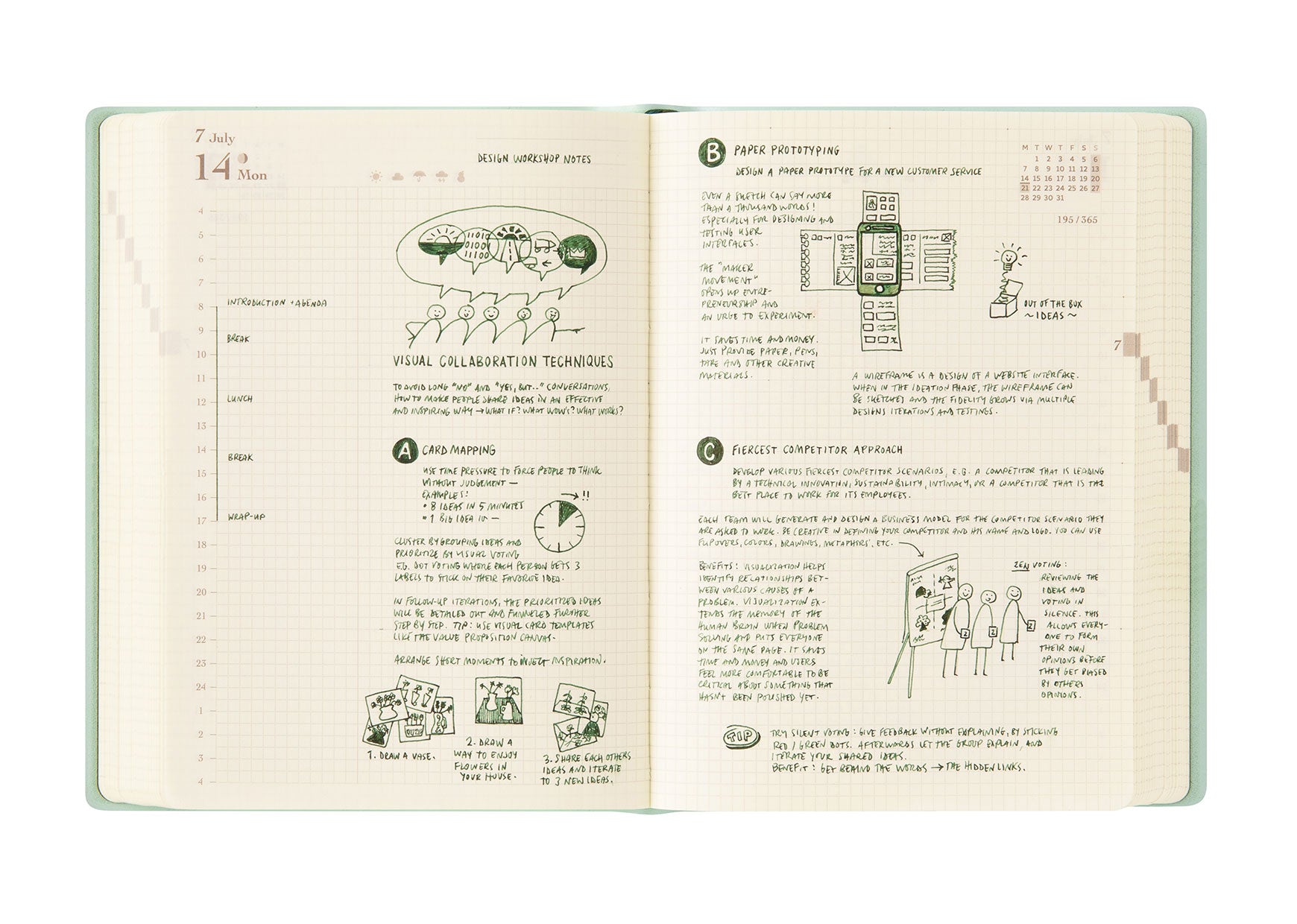 “hibino” 2-page-per-day notebook