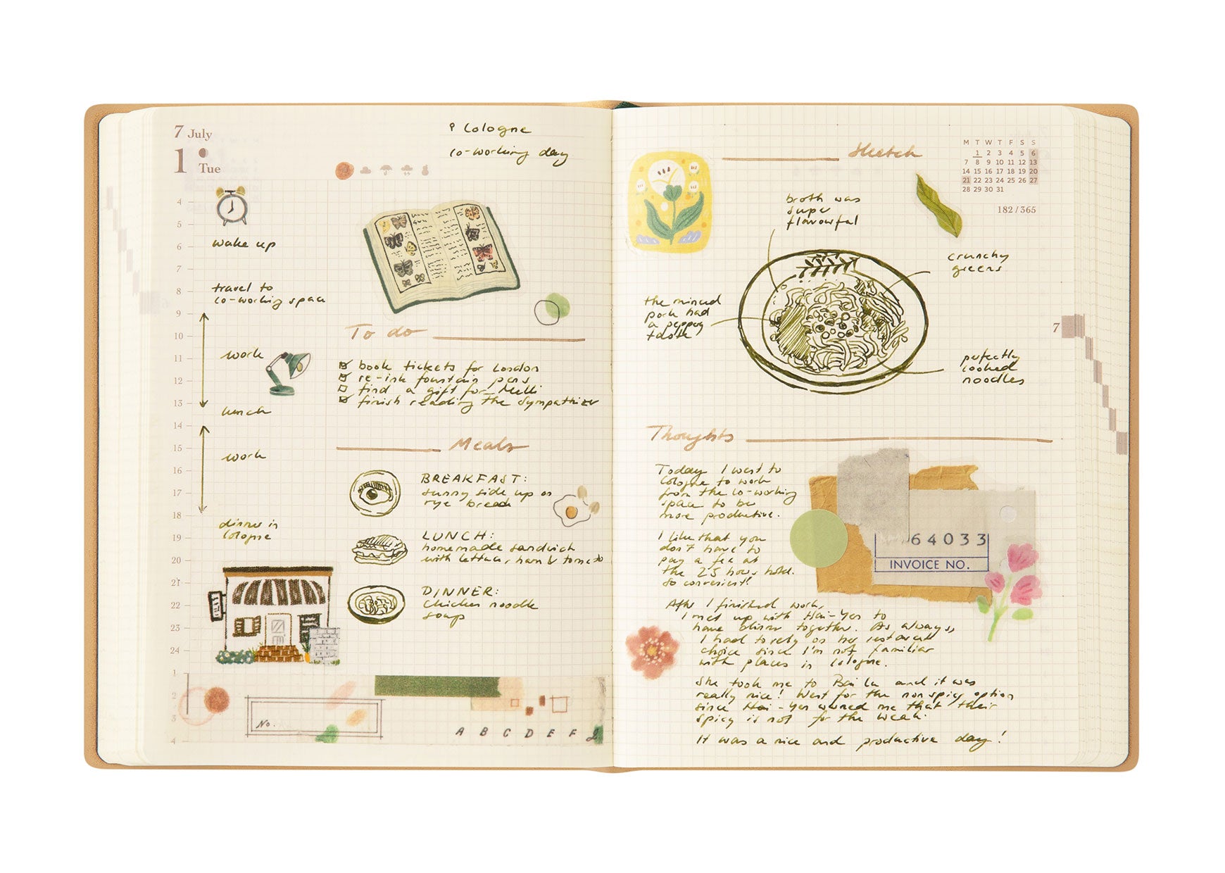 “hibino” 2-page-per-day notebook