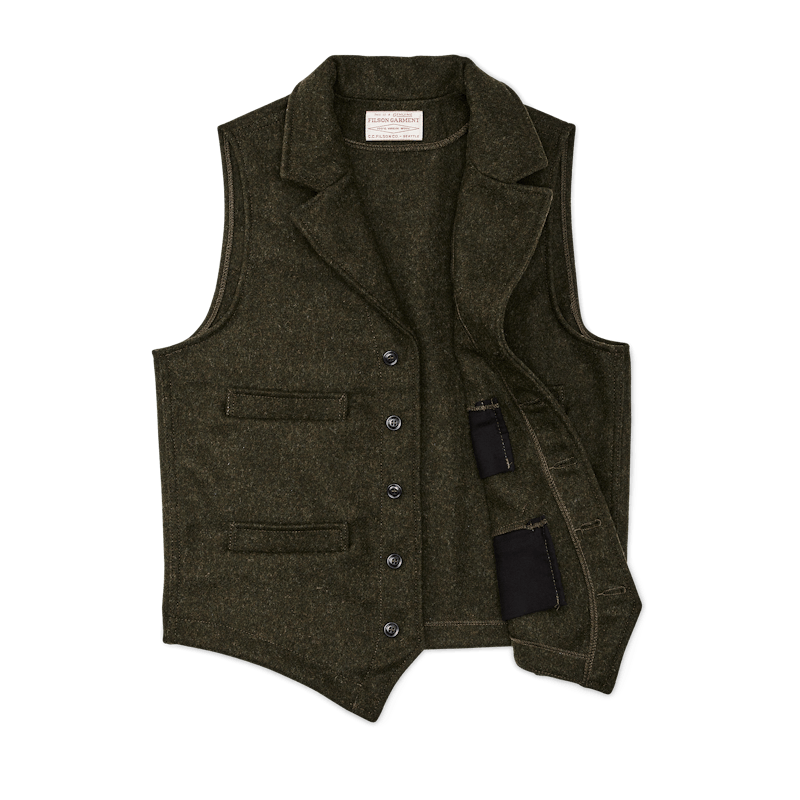 FILSON MACKINAW WOOL WESTERN VEST - FOREST GREEN