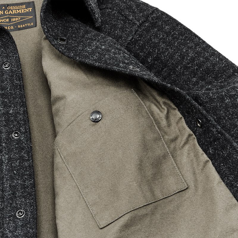 LINED MACKINAW WOOL JAC-SHIRT - Black Marl / Heather Check