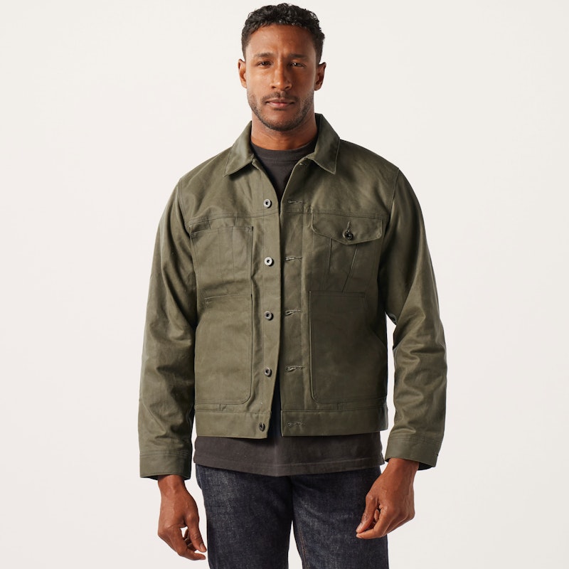 TIN CLOTH SHORT LINED CRUISER JACKET - MILITARY GREEN