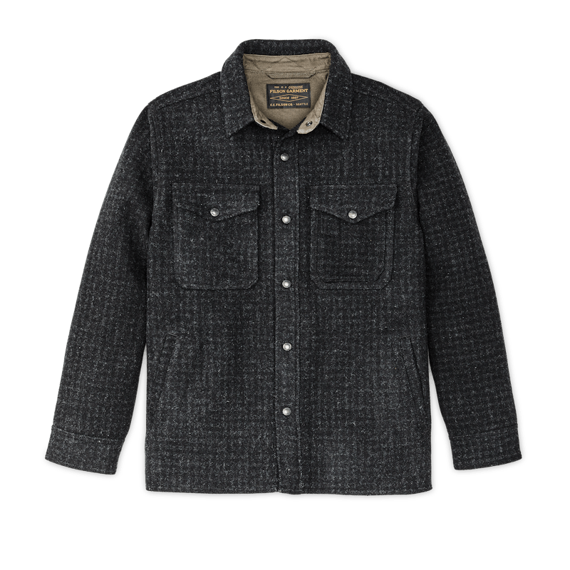 LINED MACKINAW WOOL JAC-SHIRT - Black Marl / Heather Check