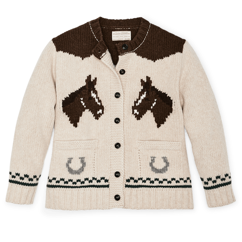 Women's Wool Cardigan - Cream Horse