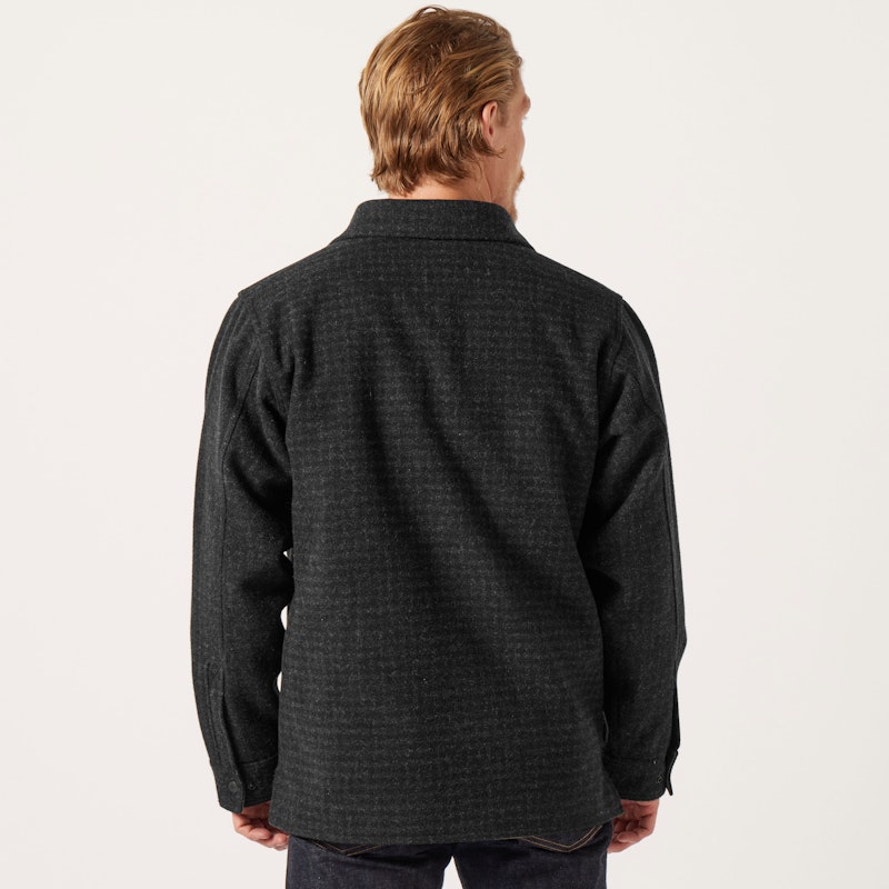 LINED MACKINAW WOOL JAC-SHIRT - Black Marl / Heather Check