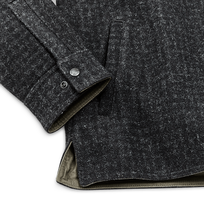 LINED MACKINAW WOOL JAC-SHIRT - Black Marl / Heather Check