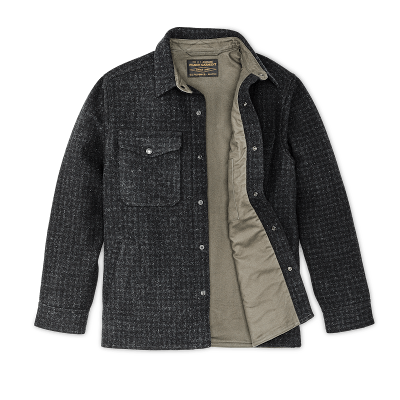 LINED MACKINAW WOOL JAC-SHIRT - Black Marl / Heather Check